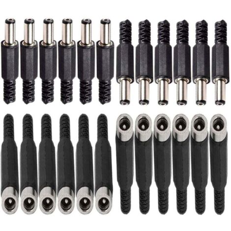 12 Pcs connecteurs DC Montage Panneau Prise 2,1mm x 5,5 mm/2,5mm x 5,5 mm,12 Prise connecteur Femelle 5,5 mm x 2,5 mm /2,1mm x 5,5 mm