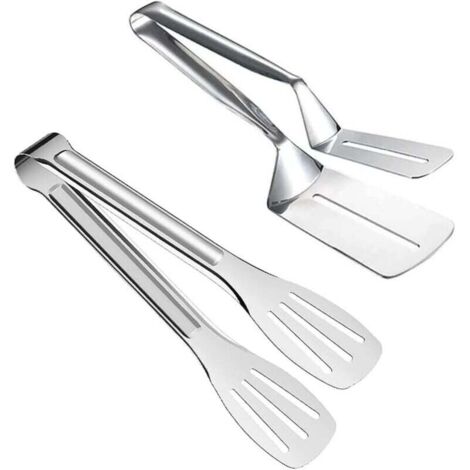 Pince Barbecue, 2Pièces Pinces à Steak, Pinces de Cuisson en Acier Inoxydabl, pince cuisine inox, Pinces à Salade, Pince à Saucisses, pour Barbecue Pain, Viandes, Pizza, Poisson, Steak (1/3)
