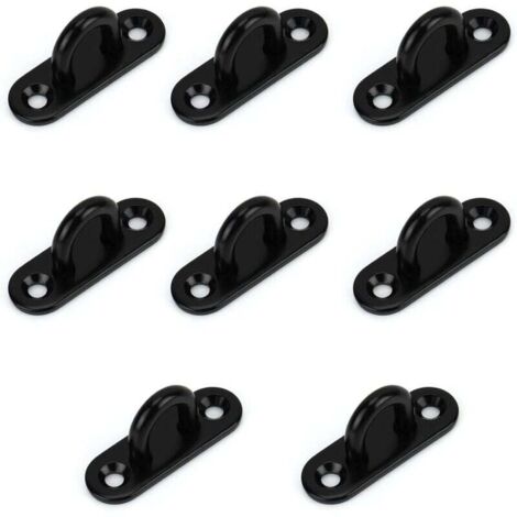 (Lot de 8) Plaque Oeillet Acier Inoxydable M5 - Oblong Crochet Métal Forme U Montage Mural et Plafond 50 x 15 mm - Crochet de Fixation Capacité 40 kg pour Suspensions