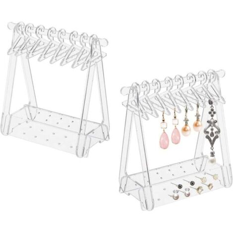 Lot de 2 présentoirs de boucles d'oreilles en acrylique - Présentoir à boucles d'oreilles à suspendre - Organisateur de boucles d'oreilles à tige pour femmes et filles (1/4)