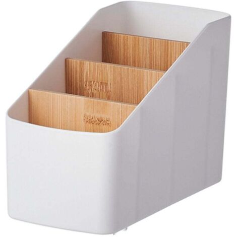 Organisateur Télécommandé à 4 Compartiments, Supports de Multimédia, Multifonctionnel Boîte de Rangement Bureau Mural Porte en Bois pour TV Medien Controller, Make-up-Pinsel