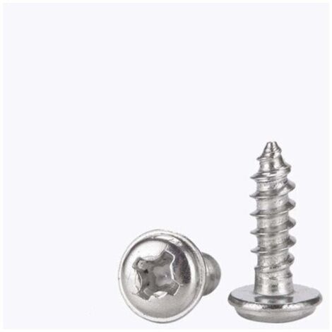2,6x8mm Vis auto-taper à la tête de la casserole Phillips avec une vis de laveuse 304 Fixations d'acier inoxydable Boulons 50pcs (1/4)