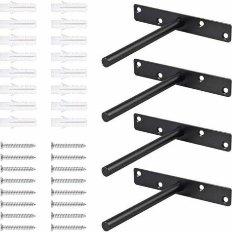 4pcs support d'étagère flottante acier massif caché étagère aveugle caché avec des vis marques d'étagère invisibles en acier métal pour les étagères en bois dissimulées murales HOME DIY