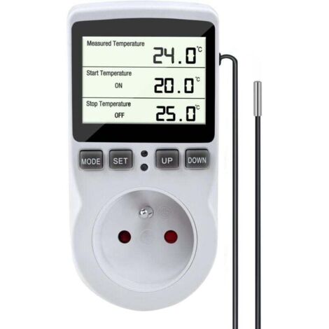 Prise Thermostat, Regulateur Température Numérique, Prise Programmable Digitale avec Sonde, Minuterie Numérique Programmable, Prise Thermostat Chauffage pour Serre, Aquarium