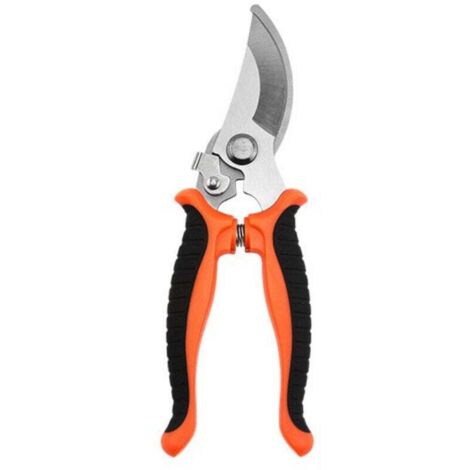 Orange, 2 pièces, sécateur à lame franche, avec poignée pivotante, pour branches et brindilles fraîches, revêtement antiadhésif, lame en acier inoxydable, longueur : 24 cm, (1/4)