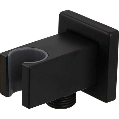 Support de douche avec coude de de raccordement mural 1/2" en laiton noir mat