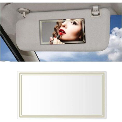 Miroir Décoratif Pare Soleil En Acier Inoxydable pour Pare Soleil Chambre Salle de Bain, Miroir de Courtoisie de Pare Soleil, Miroir Maquillage Voiture Cosmétique Décoratif(Rectangulaire)