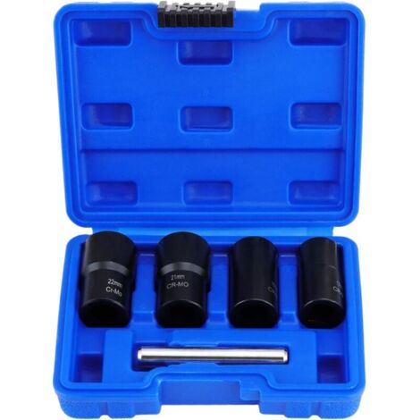 Jeux de douilles, extracteur d'écrous, douille pour extracteur de boulon endommagés, 4 tailles 17 mm 19 mm 21 mm 22 mm (5PCS)