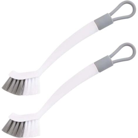 Brosse Nettoyage Salle de Bain,Brosse de Nettoyage Cuisine,2 Brosses,Blanc Gris,Outil d'élimination des Taches intégré,pour Cuisine,Salle de Bains (1/4)
