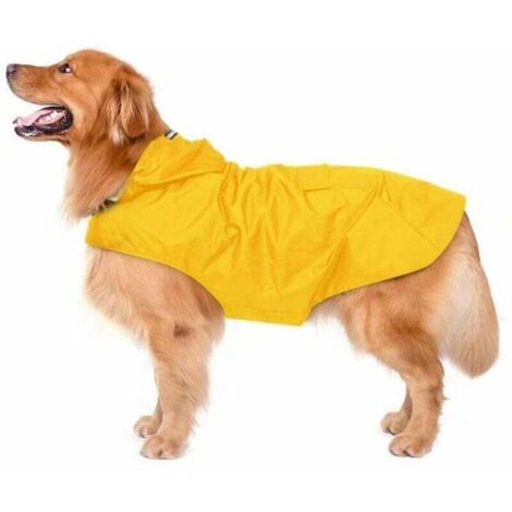 Imperméable pour Chien avec Capuchon, imperméable pour Chien étanche ultraléger et aéré avec Bandes réfléchissantes pour Chiens Moyens à Grands(3XL, Jaune)
