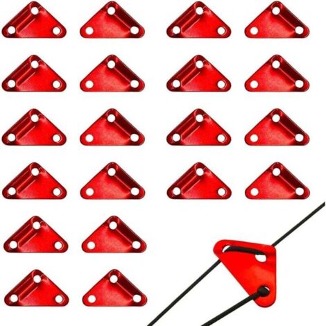 20 Pieces Tendeur de Corde Ajusteur de Corde Rope Triange Tightener Tendeur de Tente 3 Trous pour Externe Camping Tente Bâche, Rouge, M, (1/4)