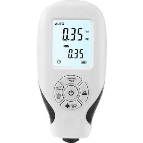 Jauge d'épaisseur de peinture, jauge de profondeur de peinture de voiture avec écran LCD rétroéclairé Jauge d'épaisseur de revêtement numérique pour voiture automobile, blanc, une pièce,