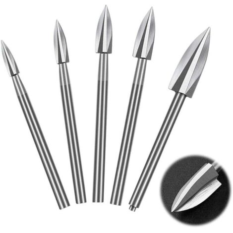 Lot de 5 outils de sculpture sur bois avec tige de 0,3 cm, outil rotatif pour le bricolage, la sculpture, le meulage, la gravure, le perçage (1/4)