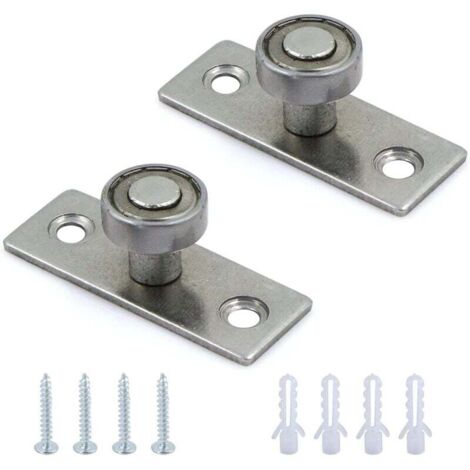 Lot de 2 ferrures de porte coulissantes en métal pour porte coulissante - Système de porte coulissante - Dispositif de recherche de fenêtre et de porte - Montage mural pour porte inférieure - A (1/4)