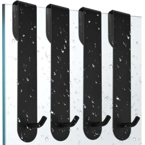 4 PCS Crochet Douche Inox Porte Serviette Salle de Bain Inox Crochet pour Paroi de Douche Crochets pour Serviettes de Bain Porte Accroche Torchon Cuisine Noir Porte Manteau Porte sans Percage (1/4)