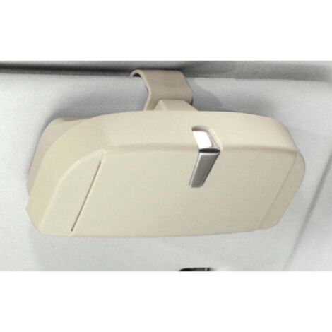 Étui à Lunettes Universel pour Voiture - Boîte de Rangement avec Fonction magnétique et Fente pour Cartes - Multifonction - pour Lunettes de Soleil de Voiture - Beige