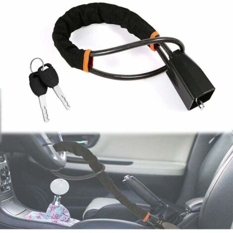 Serrure de Volant Antivo, Antivol de Volant avec 2 clés Antivol de Volant de Voiture pour la Sécurité de la Voiture Convient à la Plupart des Véhicules Camion SUV Van (Noir)