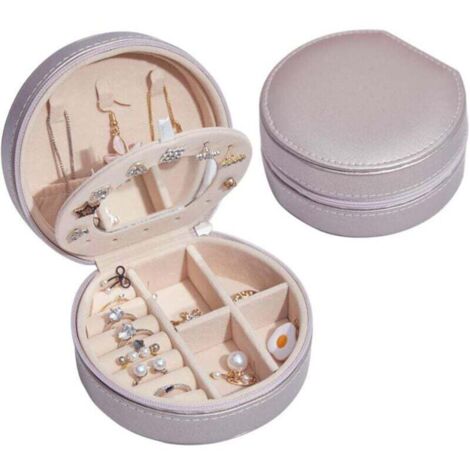 Boîte à Bijoux, Petit Organisateur De Bijoux De Voyage, Sacs De Rangement En Cuir PU Pour Support Portable Femme Fille, Collier, Boucles D'oreilles, Bagues, Accessoires (1/4)