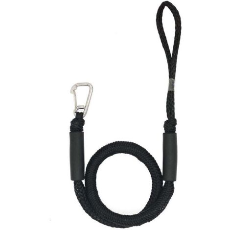 2 Pcs Ligne De Quai De Bateau 4-5,5 Ft Corde D'amarrage Bungee Dockline Bateau en Acier Inoxydable Clip Accessoires noir, deux pièces