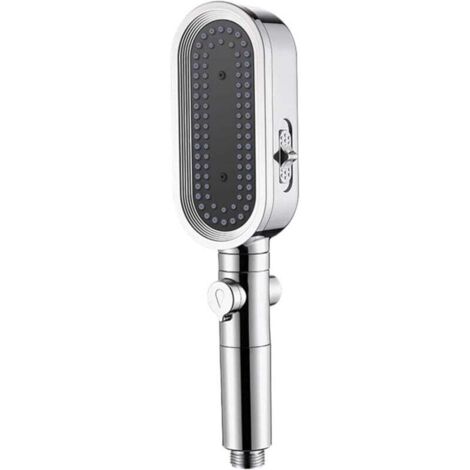 Pommeau de douche haute pression, robinet de douche à main réglable à 3 modes, accessoires de salle de bain, argent (1/4)