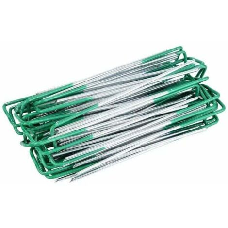 50 Pcs Piquets de Fixation, Piquets de Jardin, Agrafes Gazon Synthétique Vert, pour bâches de Sol de Jardin, Fixation de Gazon synthétique extérieur