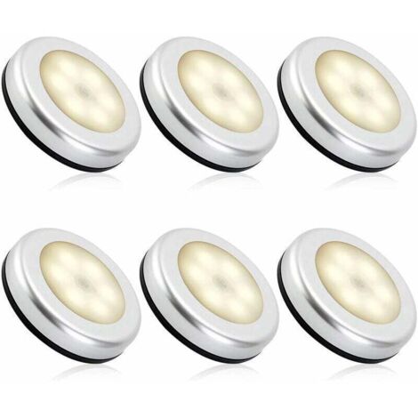Veilleuse detecteur de mouvement intérieur,lampe led detecteur de mouvement pile pour escaliers, Eclairage LED Placard Armoire Couloir chambre enfant Auto ON / OFF (6pcs,blanche chaude)