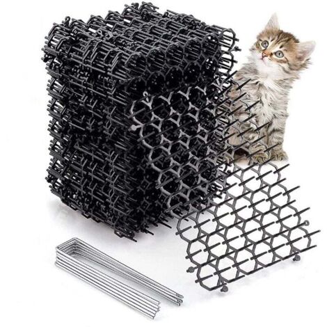 Lot de 12 tapis répulsifs pour chat avec pointes, 15,5 x 20 cm, anti-creusement, protection de la pelouse et du jardin (1/4)