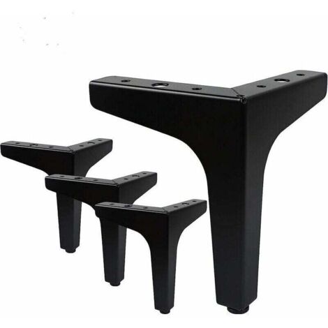 Lot de 4 pieds de meubles, pieds de table triangulaires en métal modernes, pieds de meubles en épingle à cheveux pour armoires, canapé, noir (17 cm)