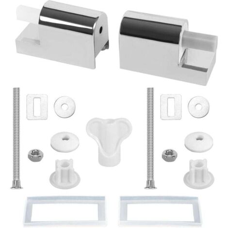 Abattant WC Fixations Charnières, Lot de 2 Charniere Abattant WC Charnières Universelles pour Siège de Toilette, Charnières De Siège De Toilette À Fermeture Douce Kit Fixations Remplacement (1/4)