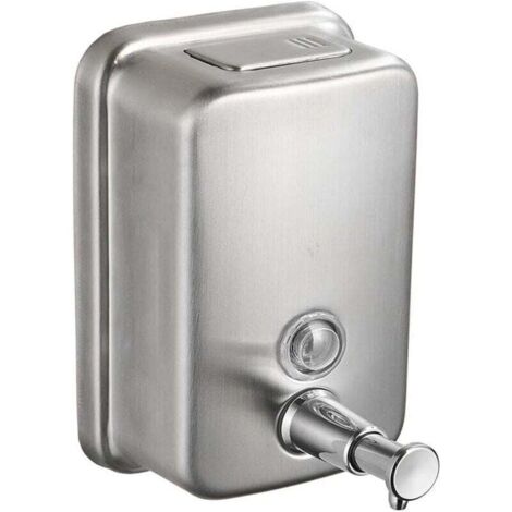 Distributeur de savon mural pour salle de bain, distributeur de liquide mural commercial en acier inoxydable pour cuisine, garage, bureau, hôtel, restaurant ou usage domestique, 500 ml (argent