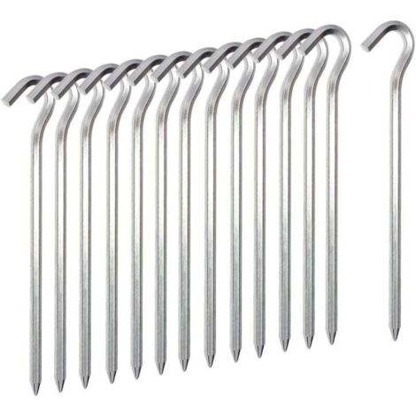 Piquet de tente 14 PCS, crochets de tente en métal de 18 cm, tente légère en alliage d'aluminium Piquets de sol durs piquets de jardin clous pour auvent de camping bâche de filet de voyage (1/4)