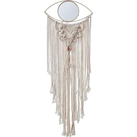 Suspension murale en Style bohème 100 % coton tissé Tapisserie à franges - Attrape-rêves - Motif mauvais œil - Décoration d'intérieur 82 cmx 30 cm