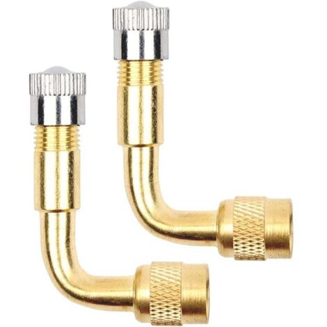 Lot de 2 rallonges de Valve à 90 degrés, rallonge de Valve en cuivre pour Valve d'angle de Valve de Voiture, Valve de Pneu pour Voiture, Moto, vélo, Scooter