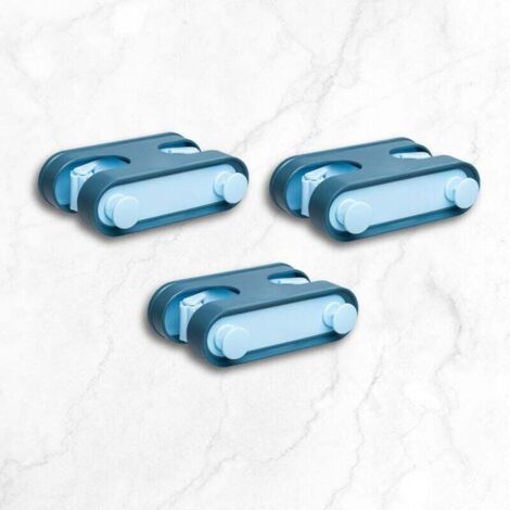 Lot de 3 supports adhésifs pour balais muraux, support mural adhésif sans perçage, support mural pour balais, accessoires pour la maison avec crochets porte-objets, gain de place dans la cuisin (1/4)