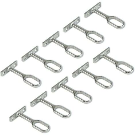 Support central pour barre de penderie ovale,Nickelé, Lot de 10