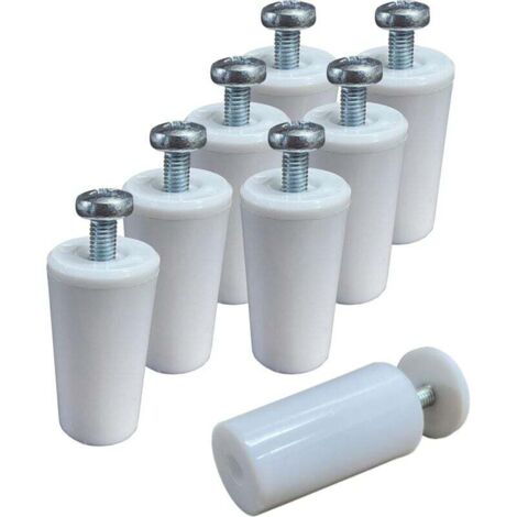 8 butées de porte à enroulement en PVC blanc de 41 mm. Les butées d'obturateur sont livrées avec tout ce dont vous avez besoin pour l'assemblage, y compris les rondelles et les vis. Butée de st (1/4)