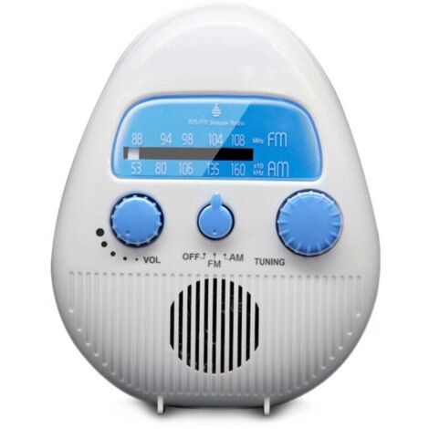 Radio de Douche, Radio de Douche Portable AM/FM, Radio de Douche Suspendue étanche, Volume Réglable, Radios de Douche à Piles pour Salle de Bain, Cuisine, Extérieur