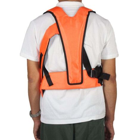 Harnais Double Bretelles Pour Débroussailleuse/tondeuse - Réglable, Coussiné - Orange Nylon - 3
