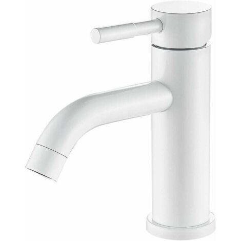 Robinet de Salle de Bain blanc, Mitigeur Lavabo en Acier inoxydable (1/4)