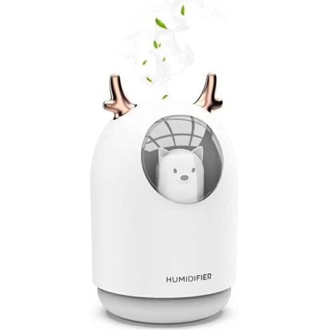Humidificateur à ultrasons pour chambre d'enfant avec diffuseur de parfum, humidificateur d'ambiance avec 7 couleurs de lumière LED, silencieux, arrêt automatique 12 heures, USB, ménage, 300 ml