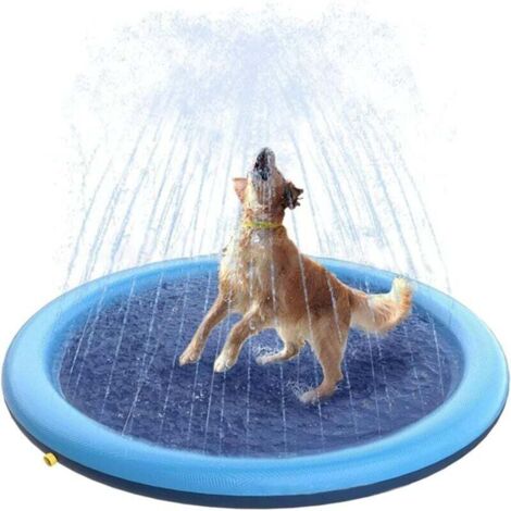 Tapis Jet d'eau Chien,Coussin D'arrosage, 170 cm Tapis de Pulvérisation,Tapis de Jeu Aquatique,pour Enfants et Animaux Domestiques,pour Jardin, Extérieur