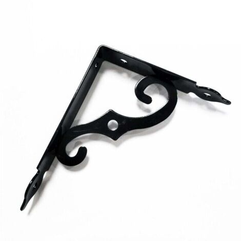Equerre Etagere Murale 2 Pièces Support Tablette Murale 190 x 140 mm Equerre Metal Fer Forgé Noir Equerre Fixation pour Decoration Murale, Étagère Murale, Etagere Cuisine