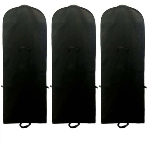 [Jeu de 3] 180 cm Housse de Protection Respirante pour Vêtements Longs et Robes de Mariée, pour Robes, Costumes, Manteaux, Vestes etc, Noir (1/4)