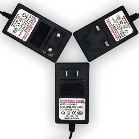 Adaptateur d'alimentation de Batterie au Lithium-ION, AC 100-240V DC 29.4V 1A Adaptateur d'alimentation de Charge de Remplacement, Chargeur d'adaptateur Professionnel, Protection Multiple(UE) (1/4)