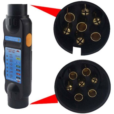 Testeur de remorque mâle à 7 broches, testeur de prise de remorque 12 V à 7 broches, outil de diagnostic de câblage de circuit d'éclairage de remorque pour voiture de camping-car de remorque (1/4)