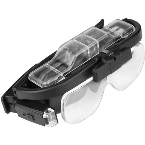 Lunette Loupe Eclairante LED 2 Lumières, Loupe Serre-Tête pour Lecture Précision Travail Horloger Malvoyant Main Llibre