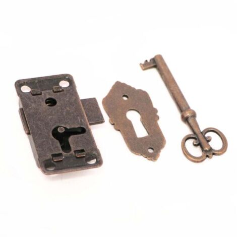 2 Pcs Serrure De Porte D'Armoire Antique Serrure Meubles Verrous Pour Placards DéCoratifs Serrure Avec Clé Trou De Serrure Pour BoîTe En Bois Bijoux Anciens Maquillage Valise Tiroir De Meubles
