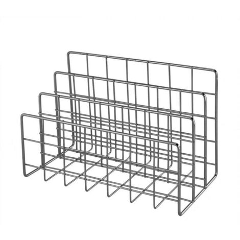 Support de rangement en papier à lettres en métal avec 3 compartiments, le support de livre en métal peut ranger vos documents, journaux, livres (Noir brillant)