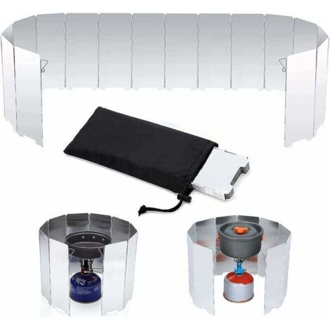 Pare-Vent Pliable Aluminium Ultra Léger Pare-Vent Rechaud 16 Assiettes Pare-Brise de Camping Portable Pare-Vent Pliable en Plein Air pour Camping Randonnée Pique-Nique Cuisinière à Gaz