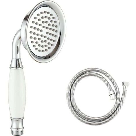 Pommeau de douche victorien et tuyau de 150 cm traditionnel en laiton et céramique pour salle de bain